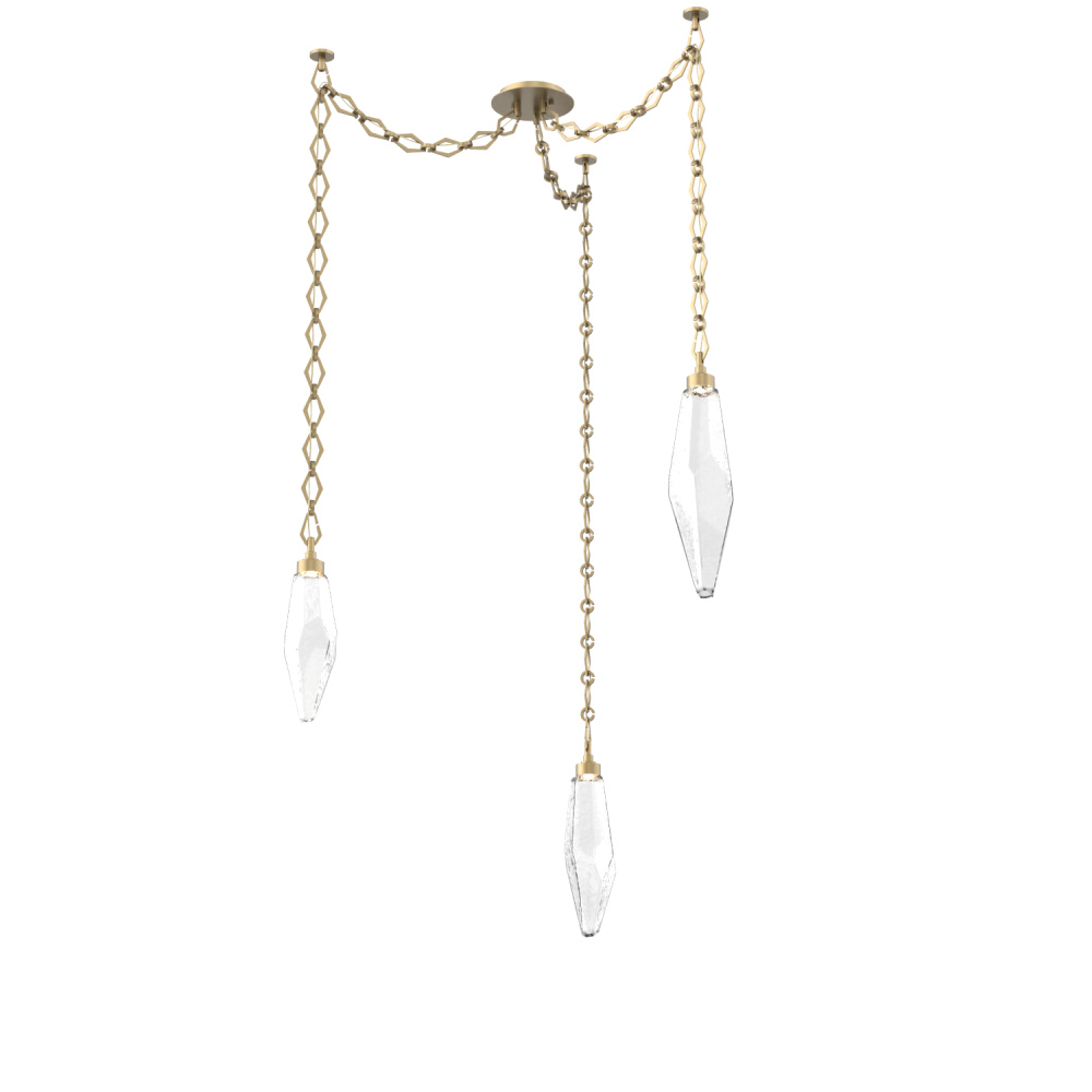 Rock Crystal Multi Light Pendant Multi Port Canopy Gilded Brass
