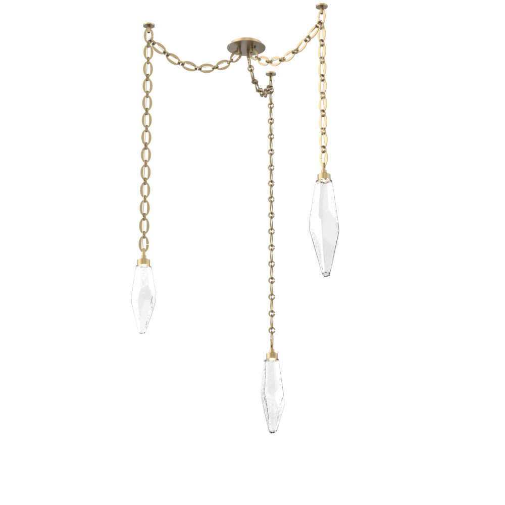 Rock Crystal Multi Light Pendant Multi Port Canopy Gilded Brass