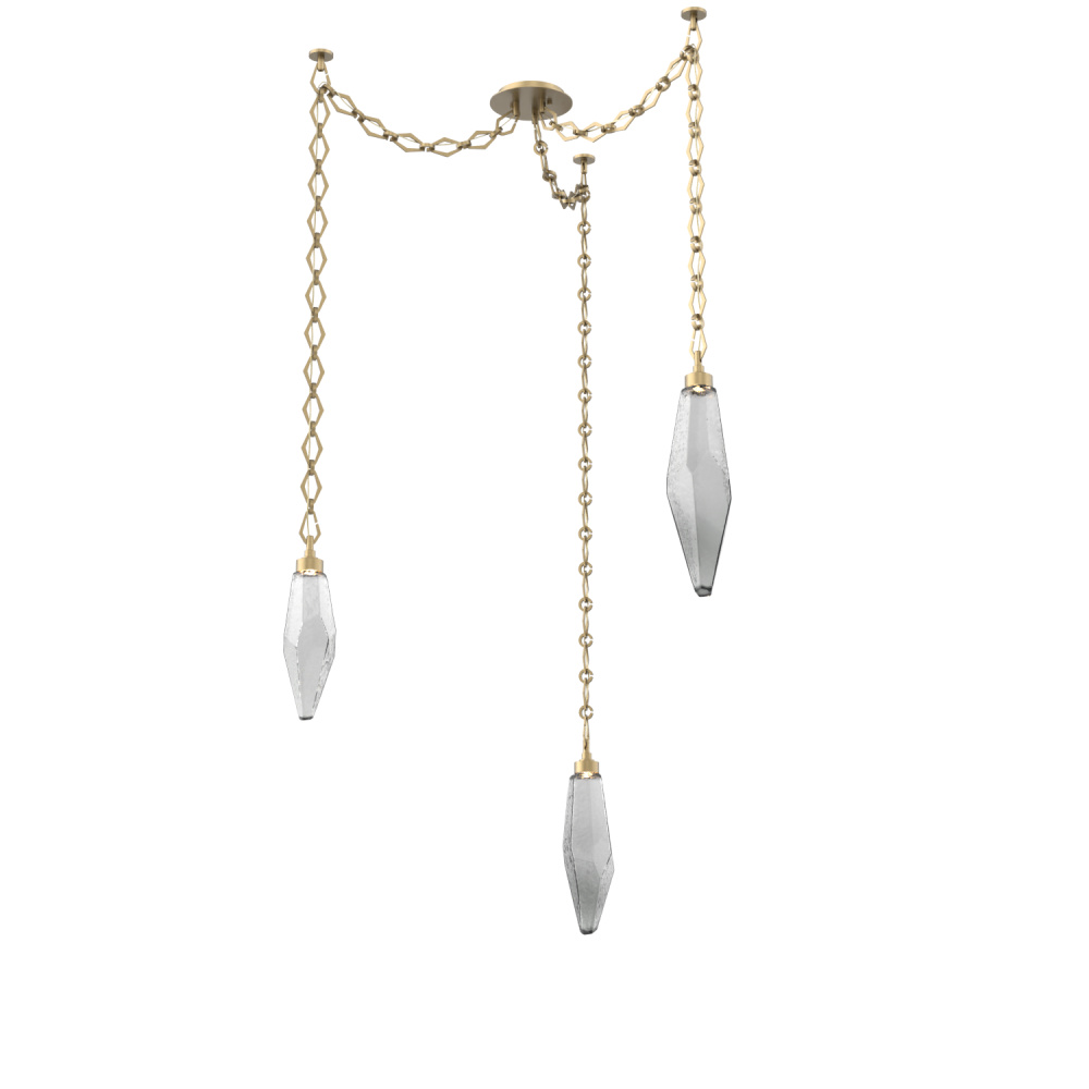 Rock Crystal Multi Light Pendant Multi Port Canopy Gilded Brass