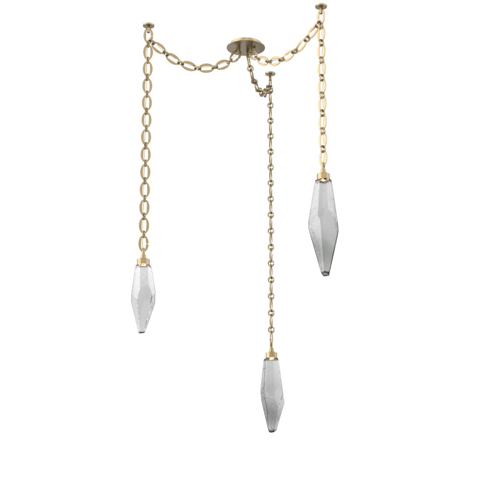 Rock Crystal Multi Light Pendant Multi Port Canopy Gilded Brass