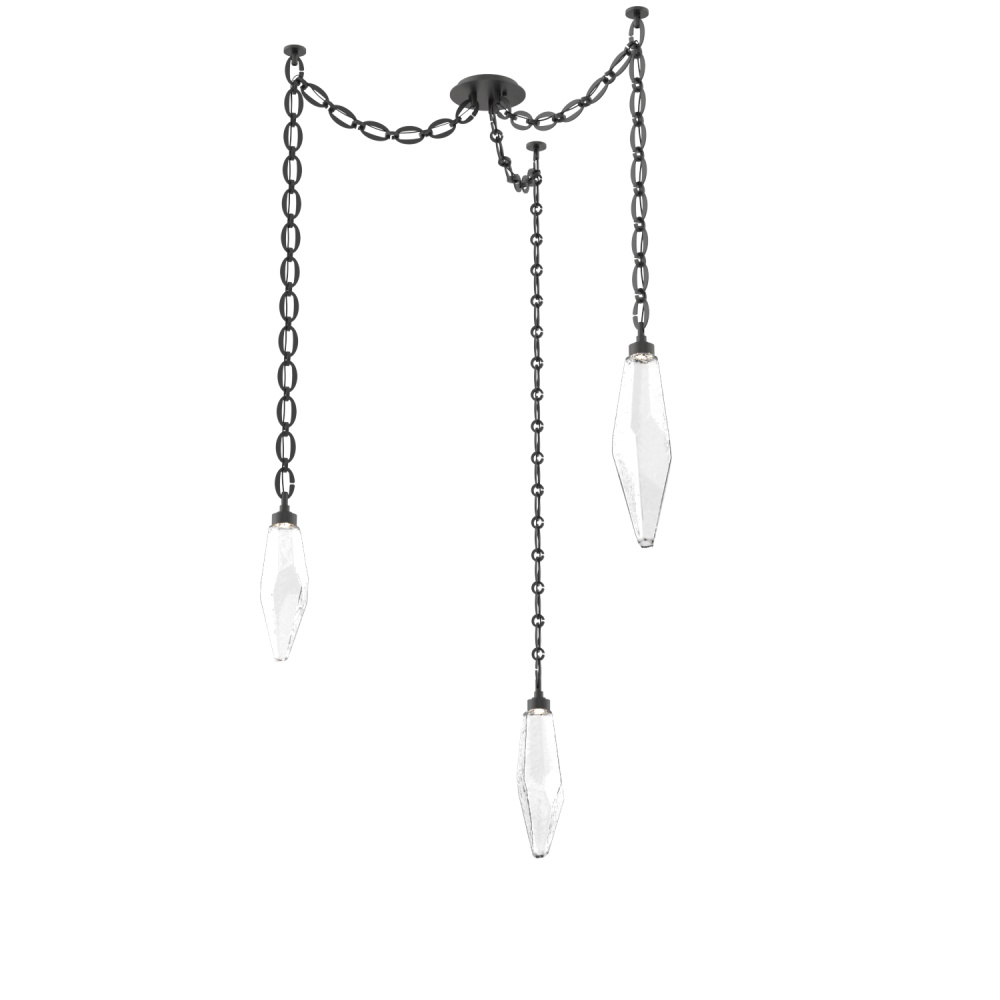 Rock Crystal Multi Light Pendant Multi Port Canopy Matte Black