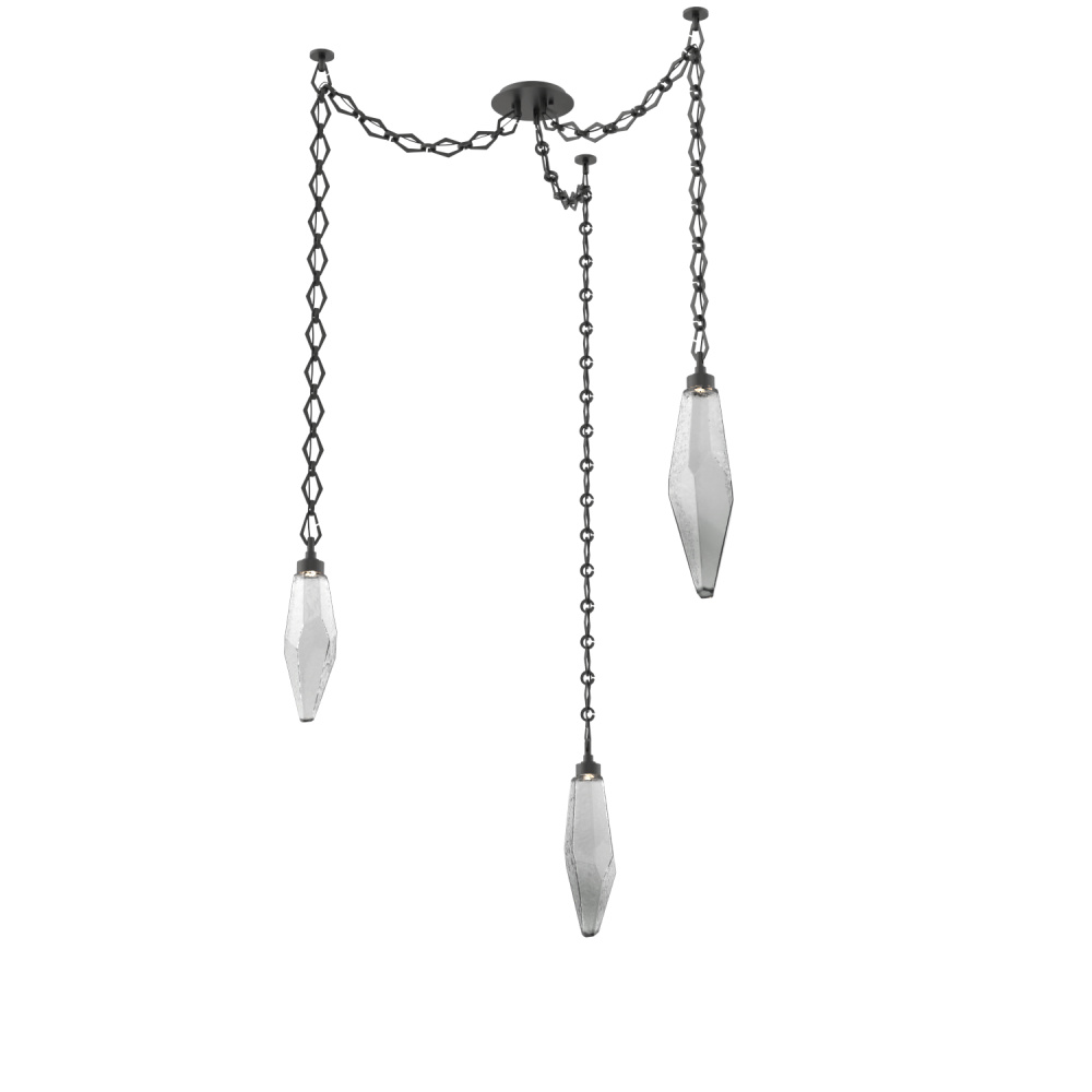 Rock Crystal Multi Light Pendant Multi Port Canopy Matte Black