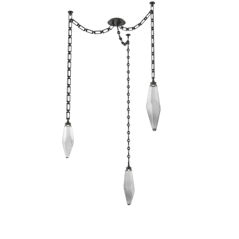 Rock Crystal Multi Light Pendant Multi Port Canopy Matte Black