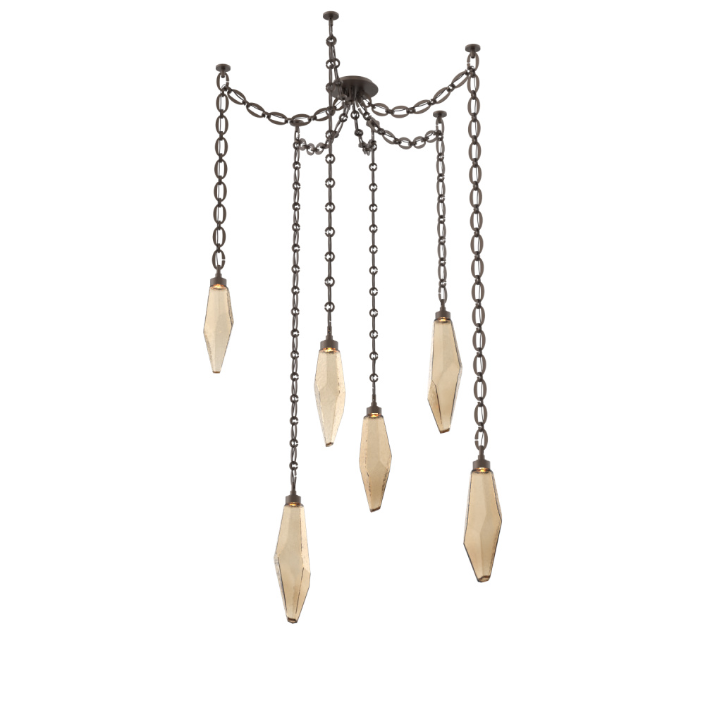 Rock Crystal Multi Light Pendant Multi Port Canopy Flat Bronze