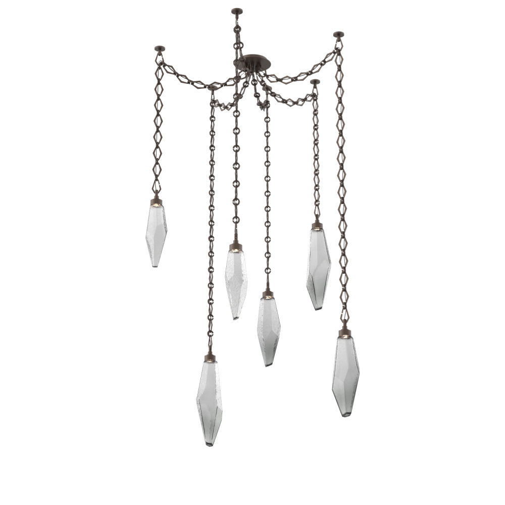Rock Crystal Multi Light Pendant Multi Port Canopy Flat Bronze