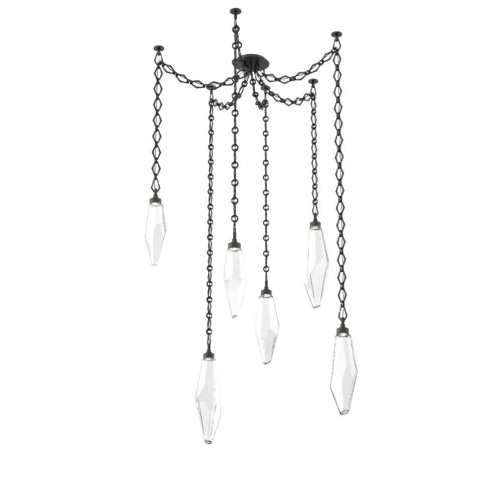Rock Crystal Multi Light Pendant Multi Port Canopy Matte Black