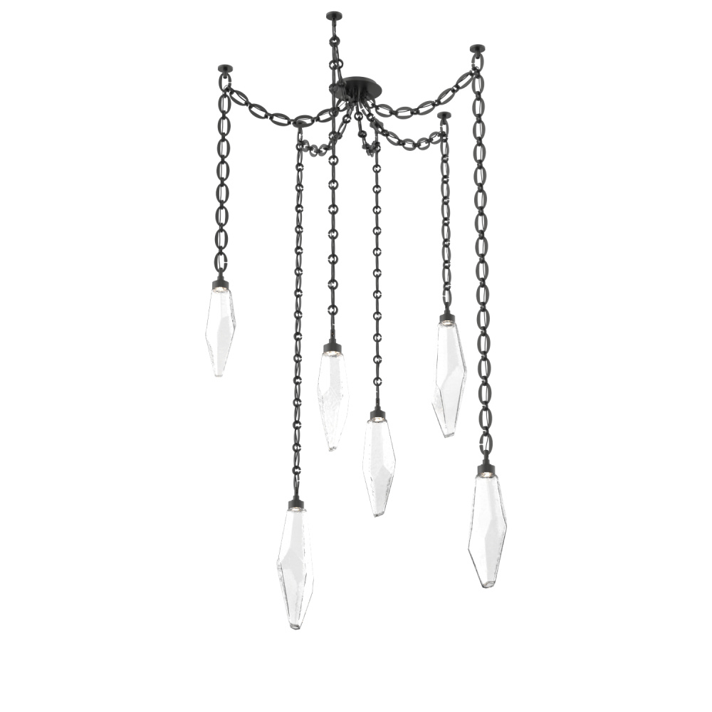 Rock Crystal Multi Light Pendant Multi Port Canopy Matte Black