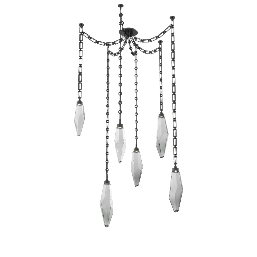 Rock Crystal Multi Light Pendant Multi Port Canopy Matte Black