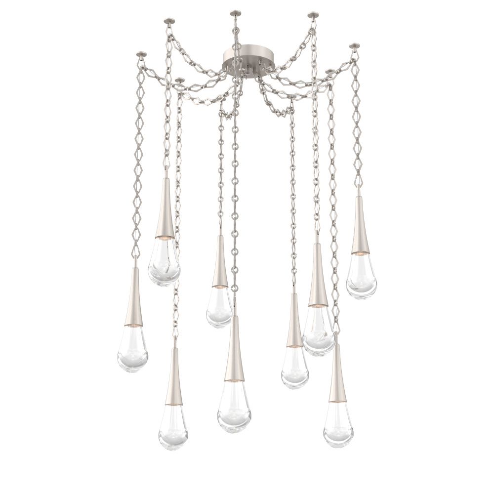 Raindrop Multi Light Pendant Beige Silver