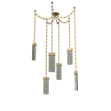 Hammerton SNB0042-06-GB-SG-CH2-L3 - Parallel Multi Light Pendant Multi Port Canopy Gilded Brass