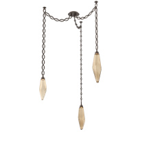 Hammerton SNB0050-03-FB-CB-CH2-L1 - Rock Crystal Multi Light Pendant Multi Port Canopy Flat Bronze