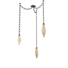 Hammerton SNB0050-03-FB-CB-CH3-L3 - Rock Crystal Multi Light Pendant Multi Port Canopy Flat Bronze