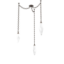 Hammerton SNB0050-03-FB-CC-CH1-L3 - Rock Crystal Multi Light Pendant Multi Port Canopy Flat Bronze
