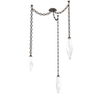 Hammerton SNB0050-03-FB-CC-CH2-L1 - Rock Crystal Multi Light Pendant Multi Port Canopy Flat Bronze