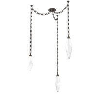 Hammerton SNB0050-03-FB-CC-CH3-L3 - Rock Crystal Multi Light Pendant Multi Port Canopy Flat Bronze