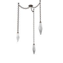 Hammerton SNB0050-03-FB-CS-CH2-L1 - Rock Crystal Multi Light Pendant Multi Port Canopy Flat Bronze
