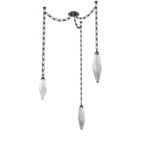 Hammerton SNB0050-03-FB-CS-CH3-L3 - Rock Crystal Multi Light Pendant Multi Port Canopy Flat Bronze