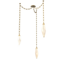 Hammerton SNB0050-03-GB-CA-CH3-L1 - Rock Crystal Multi Light Pendant Multi Port Canopy Gilded Brass