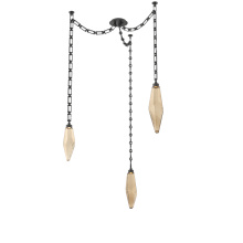 Hammerton SNB0050-03-MB-CB-CH3-L3 - Rock Crystal Multi Light Pendant Multi Port Canopy Matte Black