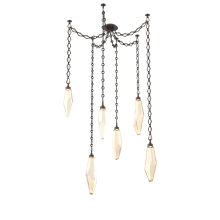 Hammerton SNB0050-06-FB-CA-CH1-L3 - Rock Crystal Multi Light Pendant Multi Port Canopy Flat Bronze