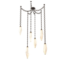 Hammerton SNB0050-06-FB-CA-CH2-L1 - Rock Crystal Multi Light Pendant Multi Port Canopy Flat Bronze