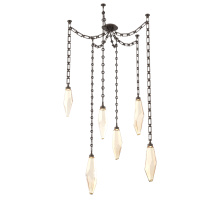 Hammerton SNB0050-06-FB-CA-CH3-L1 - Rock Crystal Multi Light Pendant Multi Port Canopy Flat Bronze