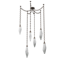 Hammerton SNB0050-06-FB-CS-CH1-L1 - Rock Crystal Multi Light Pendant Multi Port Canopy Flat Bronze