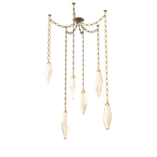 Hammerton SNB0050-06-GB-CA-CH2-L3 - Rock Crystal Multi Light Pendant Multi Port Canopy Gilded Brass