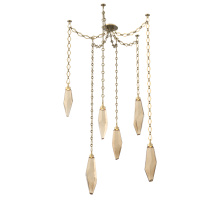 Hammerton SNB0050-06-GB-CB-CH1-L3 - Rock Crystal Multi Light Pendant Multi Port Canopy Gilded Brass