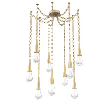 Hammerton SNB0078-09-GB-C-CH2-L3 - Raindrop Multi Light Pendant Gilded Brass