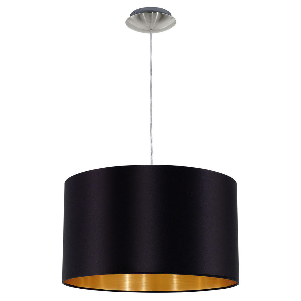 1 LT Pendant w/ a Satin Nickel Finish & Black & Gold Shade