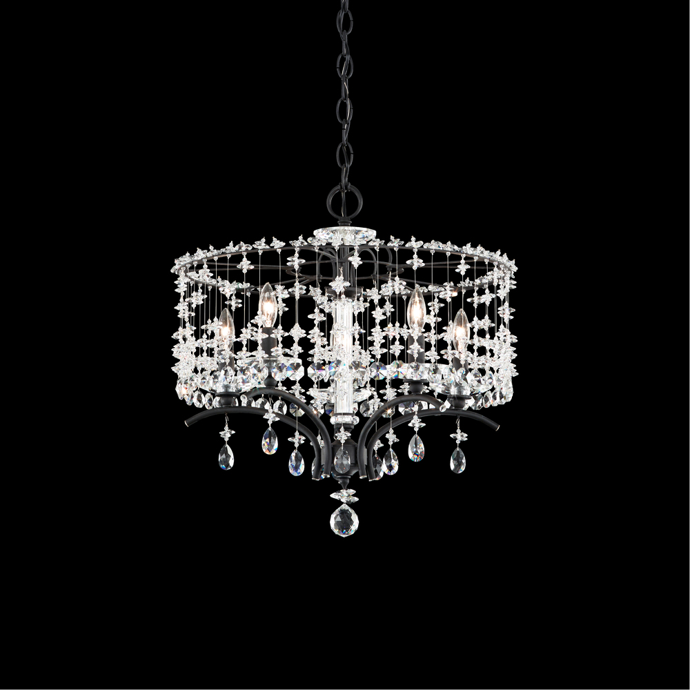 Bella Rose 5 Light 120V Chandelier in Ferro Black with Radiance Crystal