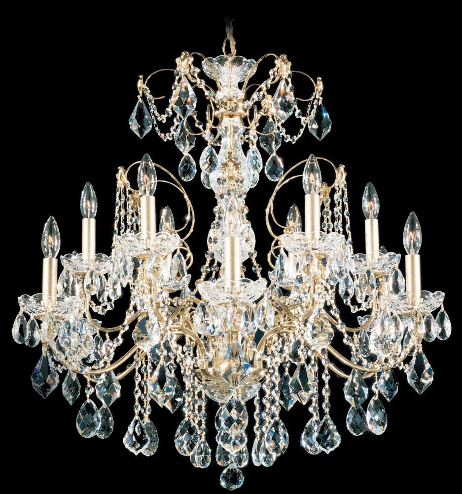 Century 12 Light 120V Chandelier in Black Pearl with Heritage Handcut Crystal