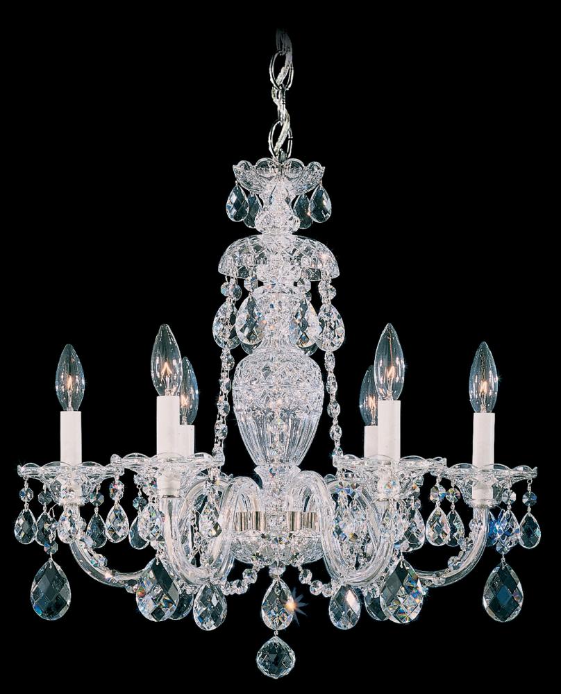 Sterling 6 Light 120V Chandelier in Polished Silver with Heritage Handcut Crystal