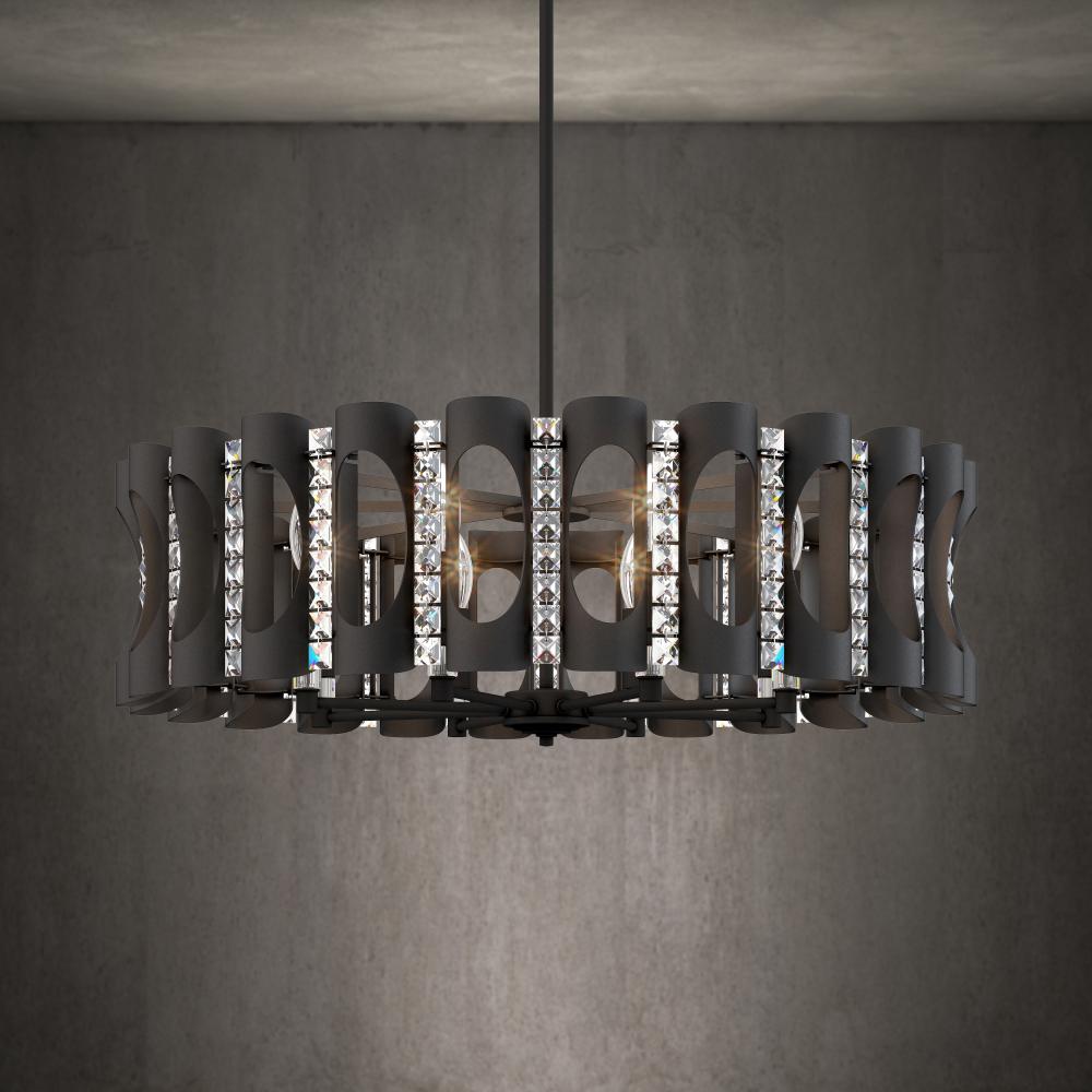 Twilight 8 Light 120V Pendant in Black with Optic Crystal