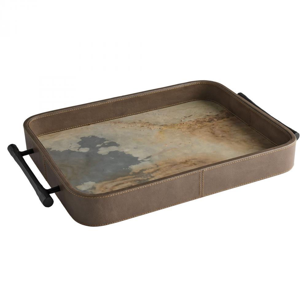Tesoro Tray | Smoke Grey | Slate Veneer | Matte Black | Small