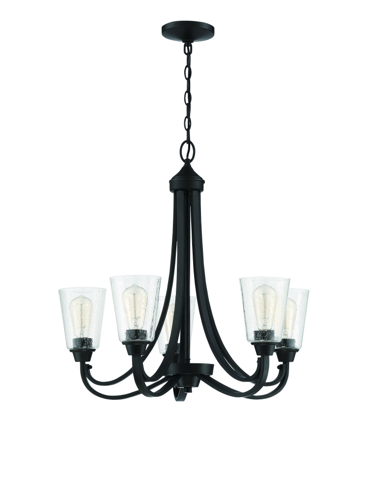 Grace 5 Light Chandelier in Espresso (Clear Seeded Glass)