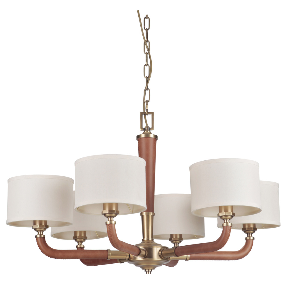 Huxley 6 Light Chandelier in Vintage Brass