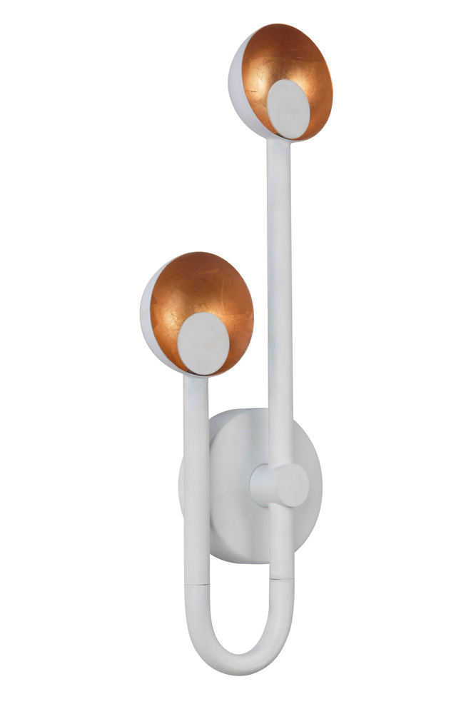 Foundry 2 Light LED Wall Sconce in Matte White/Gold Leaf