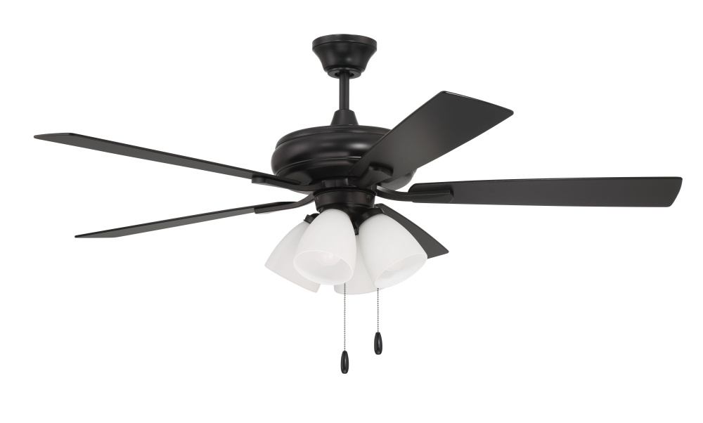 Eos 52" 5-Blade Frost 4 Light Ceiling Fan in Flat Black w/ Flat Black/Greywood Blades
