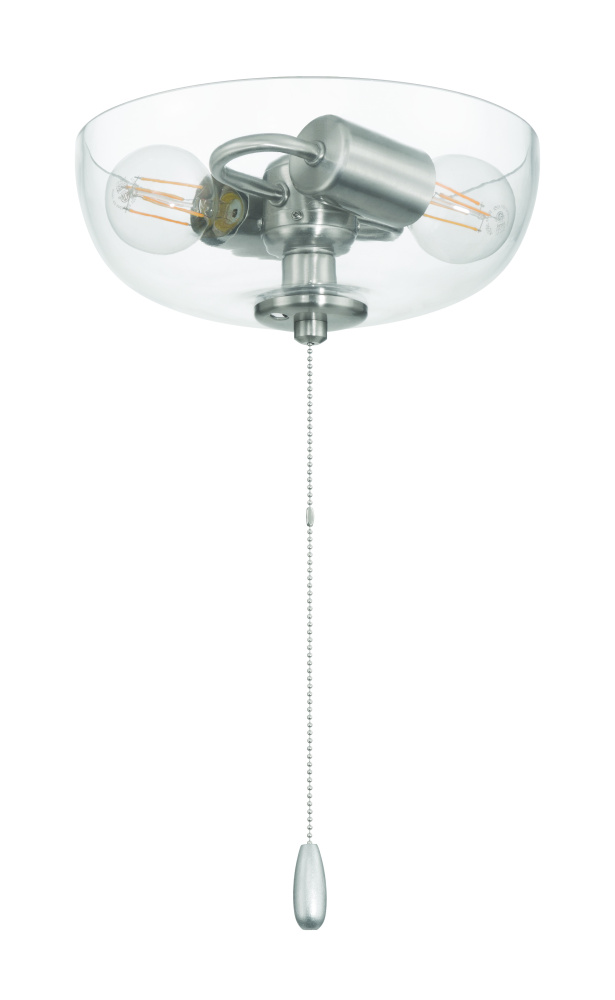 2 Light Bowl Light Kit in Brushed Polished Nickel (Clear Glass)