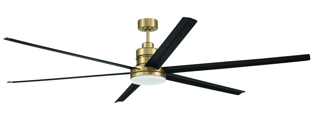 Mondo 80" 6-Blade Ceiling Fan in Satin Brass w/ Flat Black Blades; Light Kit Included (optional)