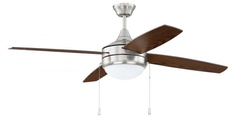 Phaze 4 52" 4-Blade Ceiling Fan in Brushed Polished Nickel w/ Walnut/Dark Oak Blades