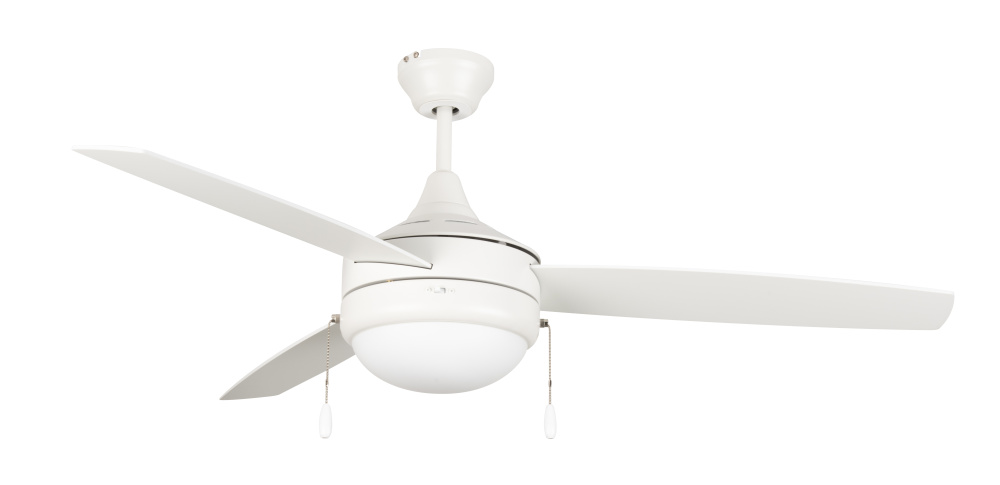 Phaze 3 52" 3-Blade Ceiling Fan in White w/ White Blades; Integrated Light Kit