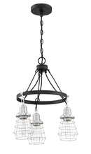 Craftmade 50623-FBBNK - Thatcher 3 Light Down Chandelier in Flat Black/Brushed Polished Nickel