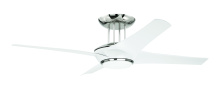 Craftmade CAM54WPLN4 - Cam 54" 4-Blade Ceiling Fan in White/Polished Nickel w/ White Blades; Light Kit Included (option