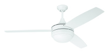 Craftmade PHZ52W3 - Phaze II 52" 3-Blade Ceiling Fan in White w/ White Blades; Integrated Light Kit