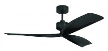 Craftmade RFK52FB3 - Rafiki 52" 3-Blade Indoor/Outdoor (Damp) Ceiling Fan in Flat Black w/ Flat Black Blades