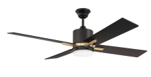 Craftmade TEA52FBSB4 - Teana 52" 4-Blade Ceiling Fan in Flat Black/Satin Brass w/ Flat Black/Mesquite Blades