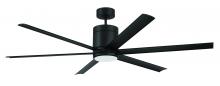 Craftmade TTE65FB6 - Tate 65" 6-Blade Indoor/Outdoor (Wet) Ceiling Fan in Flat Black w/ Flat Black Blades